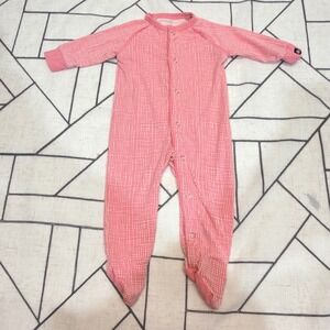 Sweet Bamboo Newborn Pink Grid Bamboo Viscose Footed Sleeper Snap Romper Pajamas